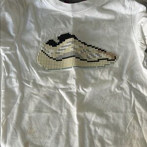 Mostly Heard Rarely Seen White Tee with Pixelated Sneaker Design